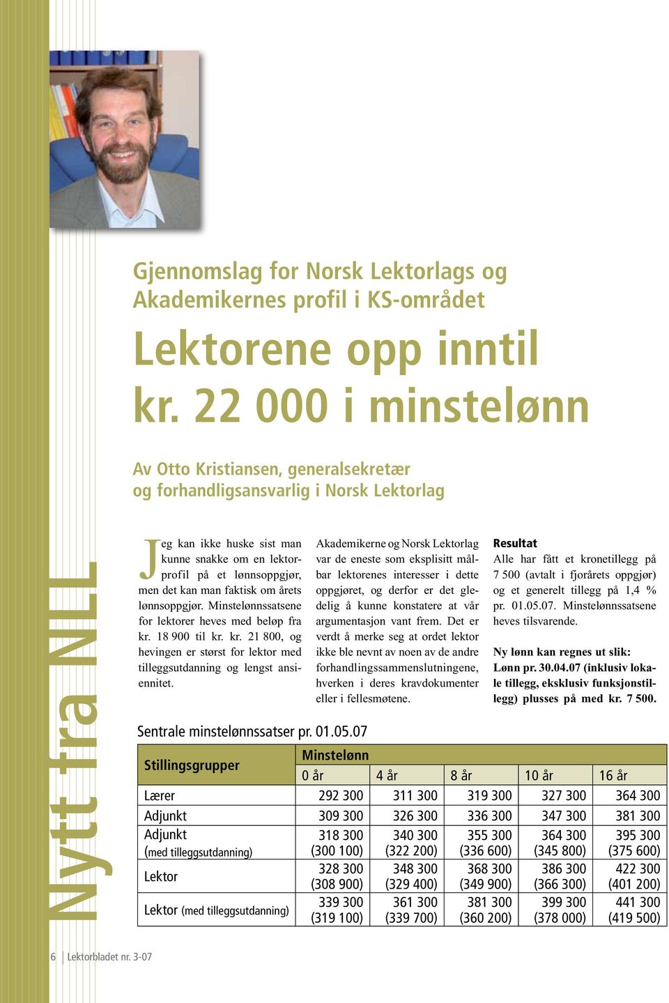 kan man faktisk om årets lønnsoppgjør. Minstelønnssatsene for lektorer heves med beløp fra kr. 18 900 til kr. kr. 21 800, og hevingen er størst for lektor med tilleggsutdanning og lengst ansiennitet.