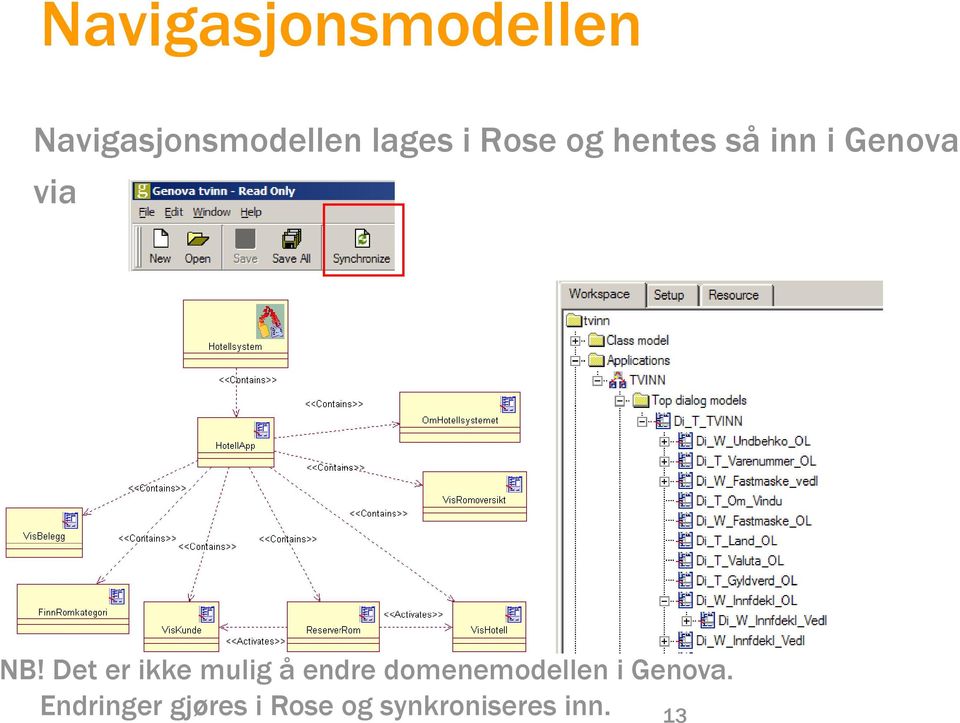 Det er ikke mulig å endre domenemodellen i