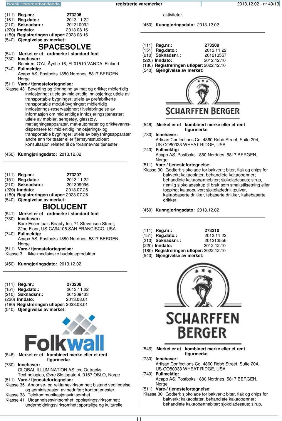 16 SPACESOLVE Ramirent OYJ, Äyritie 16, FI-01510 VANDA, Finland Acapo AS, Postboks 1880 Nordnes, 5817 BERGEN, Klasse 43 Beverting og tilbringing av mat og drikke; midlertidig innlosjering; utleie av