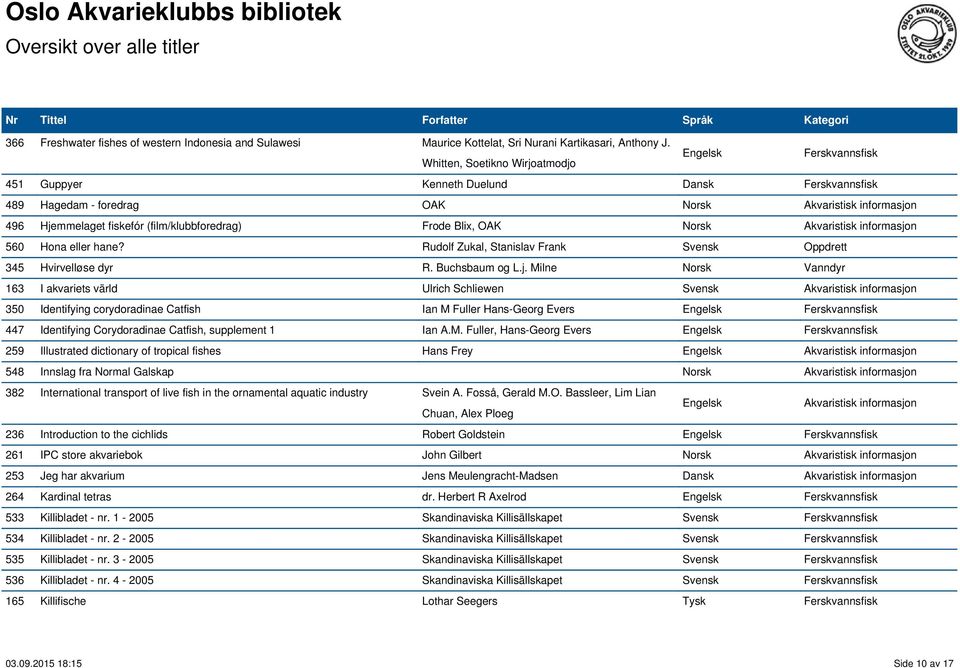 (film/klubbforedrag) Frode Blix, OAK Norsk Akvaristisk informasjo