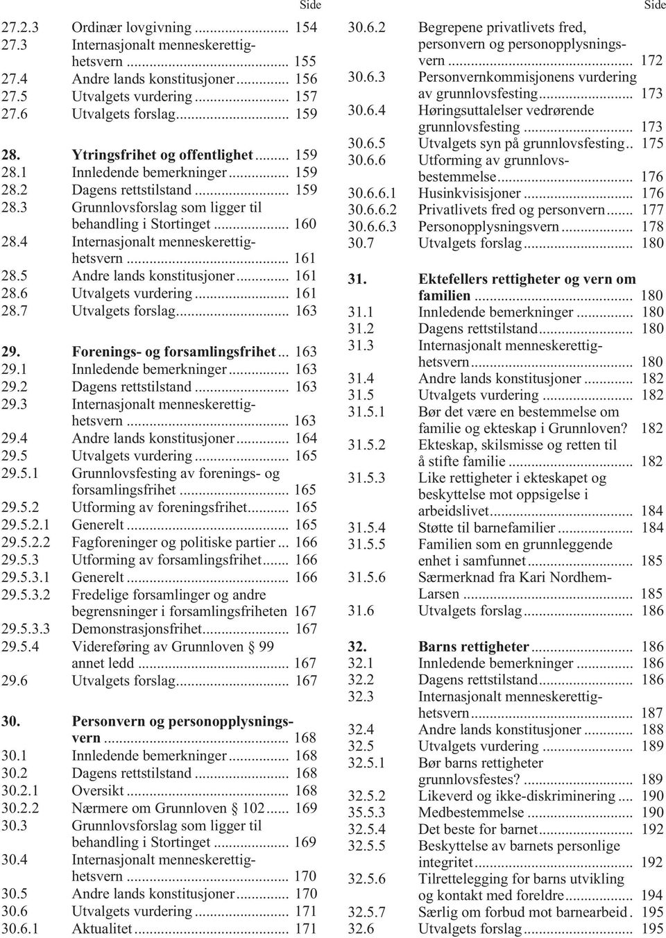 4 Internasjonalt menneskerettighetsvern... 161 28.5 Andre lands konstitusjoner... 161 28.6 Utvalgets vurdering... 161 28.7 Utvalgets forslag... 163 29. Forenings- og forsamlingsfrihet... 163 29.1 Innledende bemerkninger.