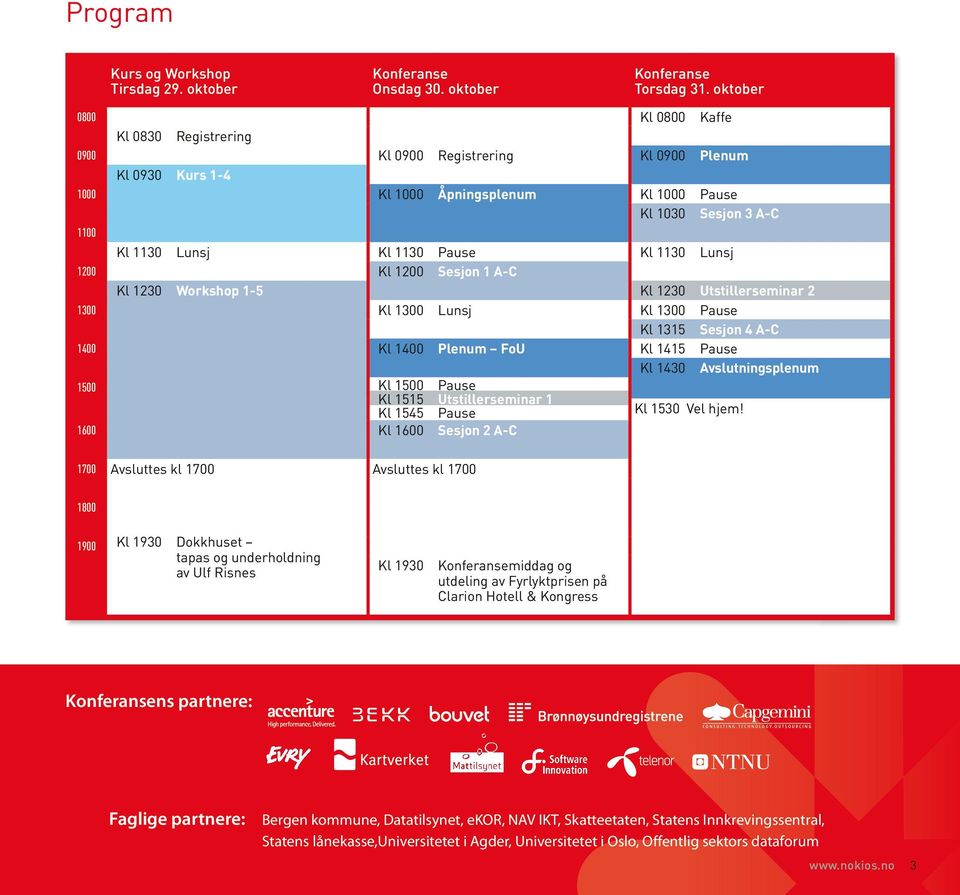 Pause Kl 1130 Lunsj 1200 Kl 1200 Sesjon 1 A-C Kl 1230 Workshop 1-5 Kl 1230 Utstillerseminar 2 1300 Kl 1300 Lunsj Kl 1300 Pause Kl 1315 Sesjon 4 A-C 1400 Kl 1400 Plenum FoU Kl 1415 Pause Kl 1430