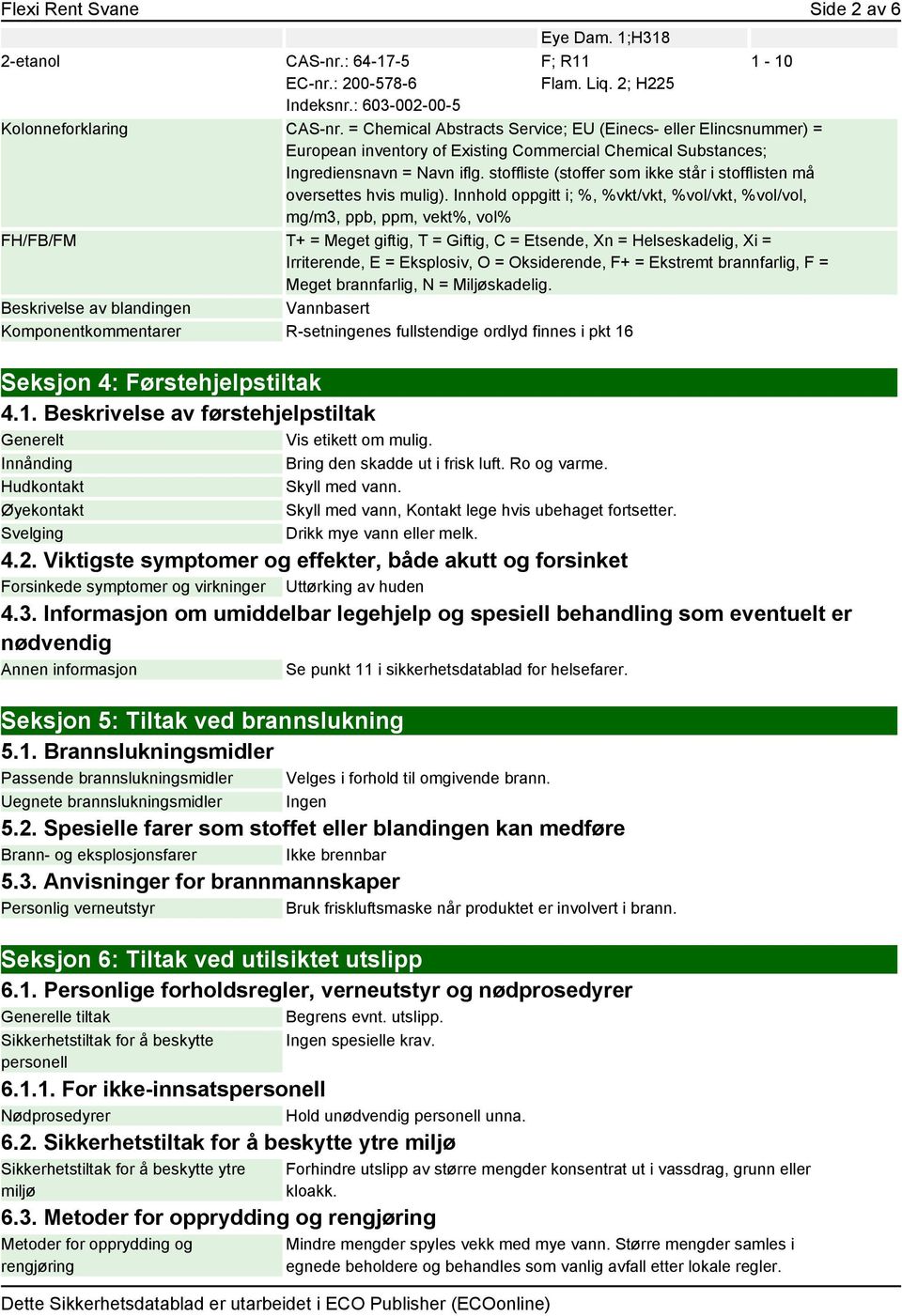 stoffliste (stoffer som ikke står i stofflisten må oversettes hvis mulig).