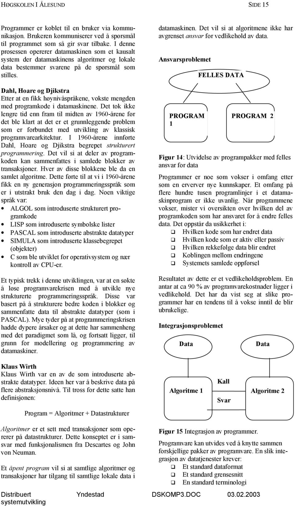 Dahl, Hoare og Djikstra Etter at en fikk høynivåspråkene, vokste mengden med programkode i datamaskinene.