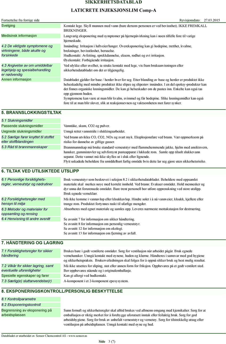 Langvarig eksponering med symptomer på hjernepåvirkning kan i noen tilfelle føre til varige hjerneskade. Innånding: Irritasjon i luftveier/lunger.