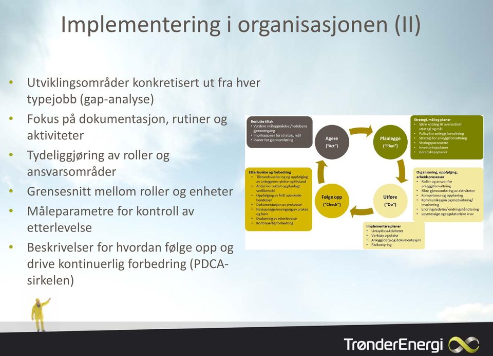 ansvarsområder Grensesnitt mellom roller og enheter Måleparametre for kontroll av