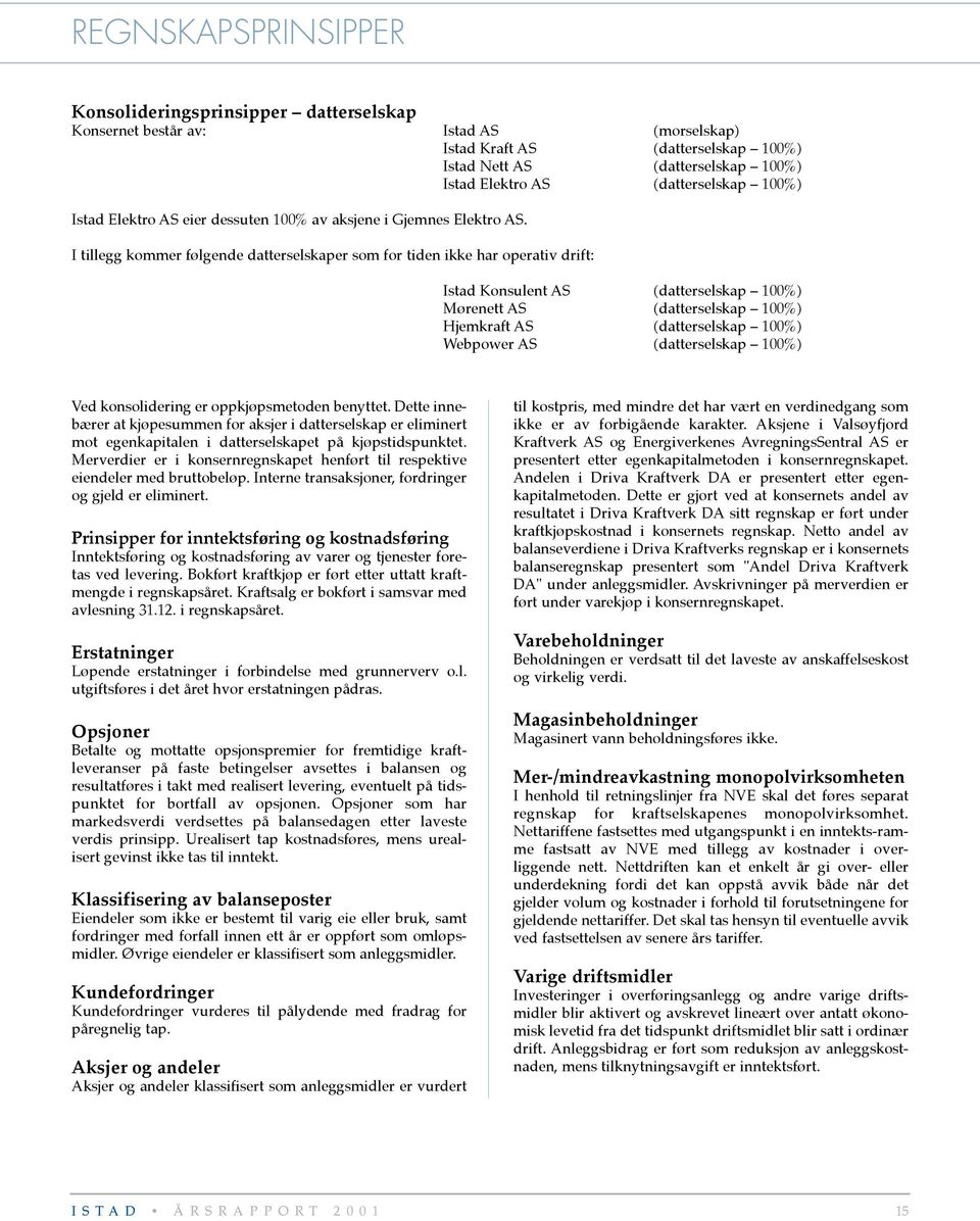 I tillegg kommer følgende datterselskaper som for tiden ikke har operativ drift: Istad Konsulent AS (datterselskap 100%) Mørenett AS (datterselskap 100%) Hjemkraft AS (datterselskap 100%) Webpower AS