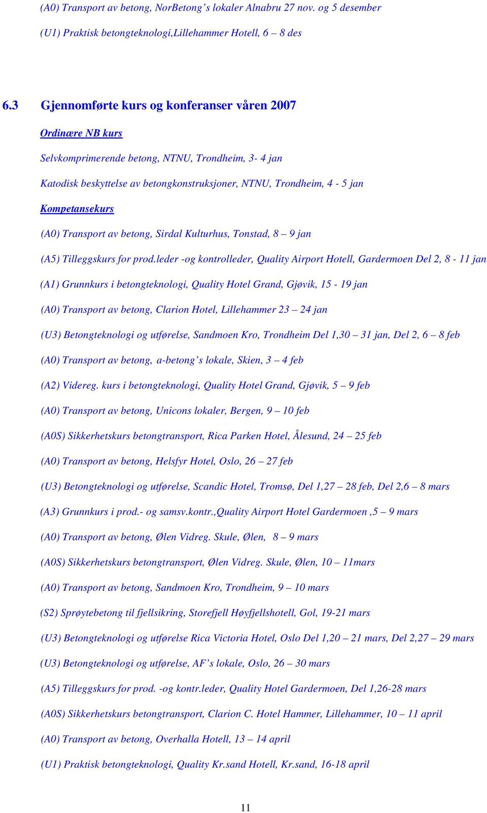 (A0) Transport av betong, Sirdal Kulturhus, Tonstad, 8 9 jan (A5) Tilleggskurs for prod.