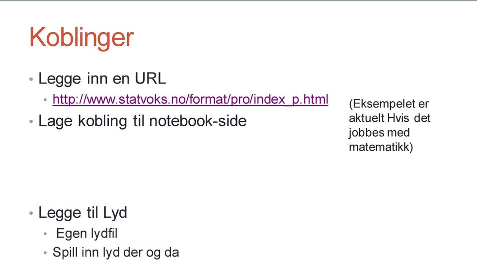 html Lage kobling til notebook-side (Eksempelet er