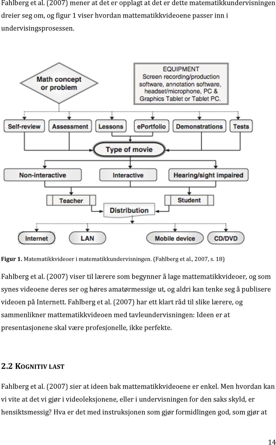 (2007) viser til lærere som begynner å lage mattematikkvideoer, og som synes videoene deres ser og høres amatørmessige ut, og aldri kan tenke seg å publisere videoen på Internett. Fahlberg et al.