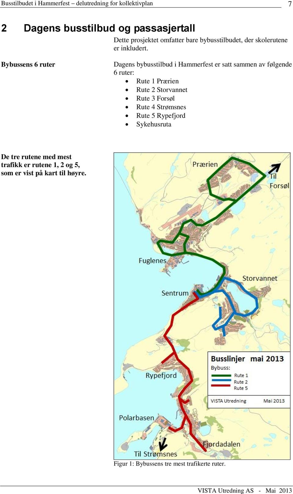 Bybussens 6 ruter Dagens bybusstilbud i Hammerfest er satt sammen av følgende 6 ruter: Rute 1 Prærien