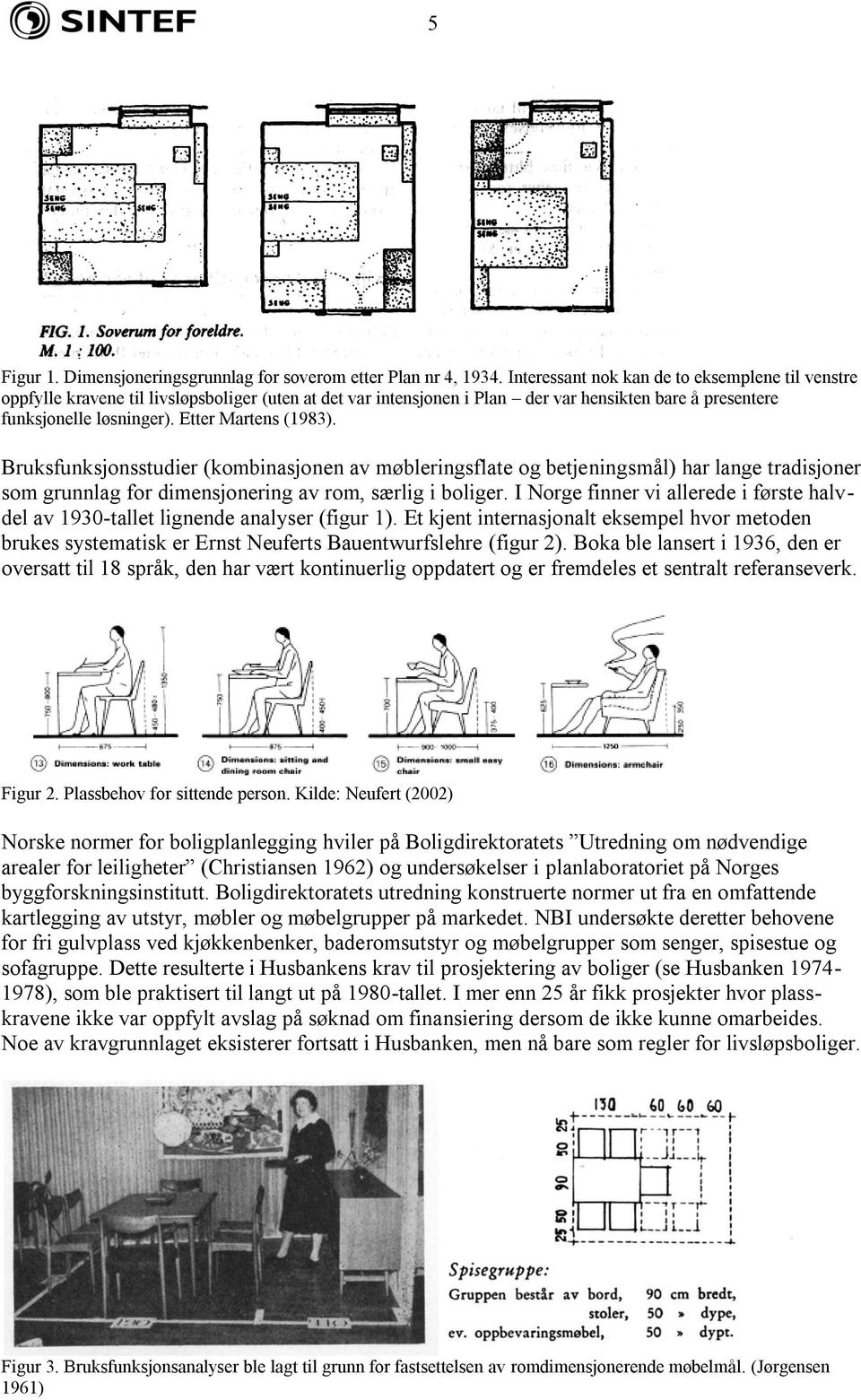 Etter Martens (1983). Bruksfunksjonsstudier (kombinasjonen av møbleringsflate og betjeningsmål) har lange tradisjoner som grunnlag for dimensjonering av rom, særlig i boliger.