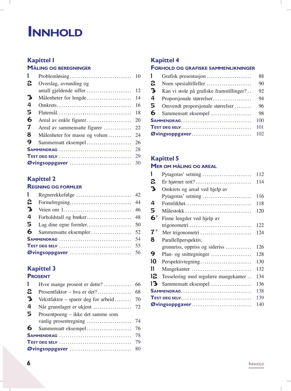 .. 30 Kapittel 2 REGNING OG FORMLER 1 Regnerekkefølge... 42 2 Formelregning... 44 3 Veien om 1.... 46 4 Forholdstall og brøker... 48 5 Lag dine egne formler... 50 6 Sammensatte eksempler.