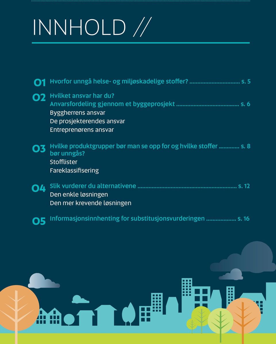 6 Byggherrens ansvar De prosjekterendes ansvar Entreprenørens ansvar 03 04 05 Hvilke produktgrupper bør man se opp for