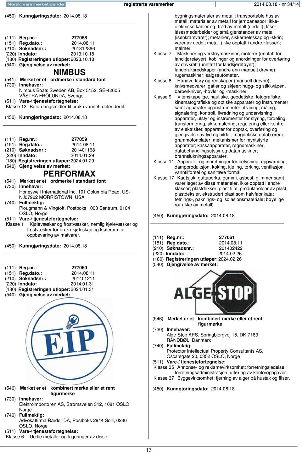 (111) Reg.nr.: 277059 (151) Reg.dato.: 2014