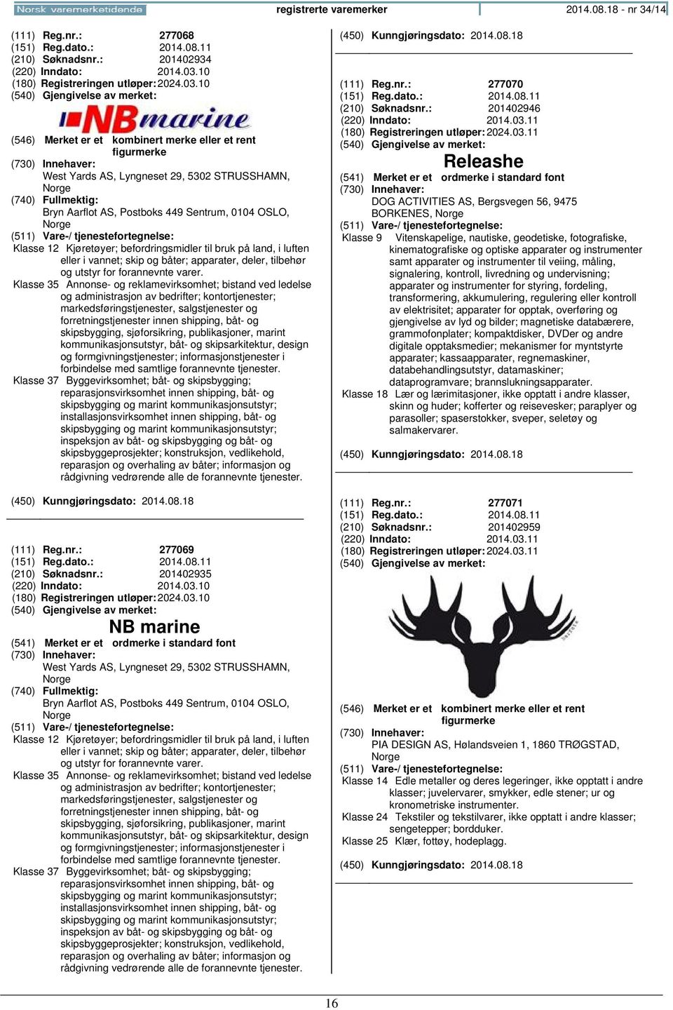 10 West Yards AS, Lyngneset 29, 5302 STRUSSHAMN, Bryn Aarflot AS, Postboks 449 Sentrum, 0104 OSLO, Klasse 12 Kjøretøyer; befordringsmidler til bruk på land, i luften eller i vannet; skip og båter;