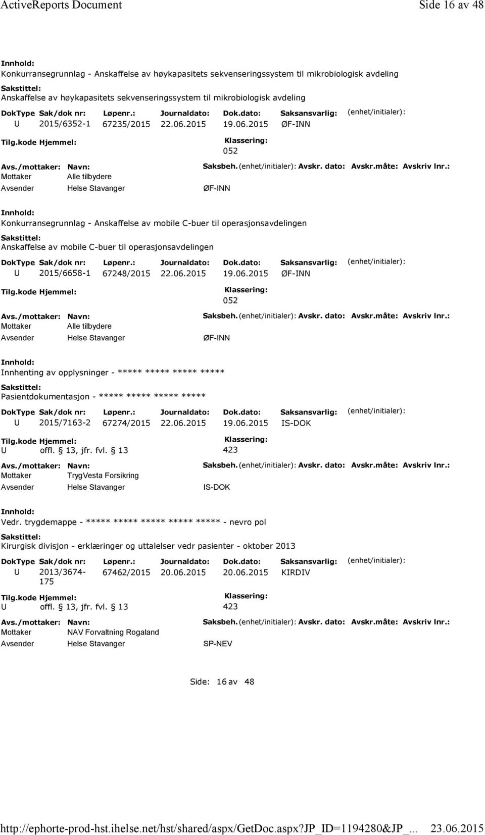 2015/6352-1 67235/2015 ØF-NN 052 Mottaker Alle tilbydere Saksbeh. Avskr. dato: Avskr.måte: Avskriv lnr.