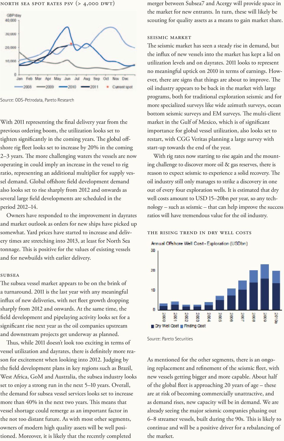 Source: ODS-Petrodata, Pareto Research With 2011 representing the final delivery year from the previous ordering boom, the utilization looks set to tighten significantly in the coming years.