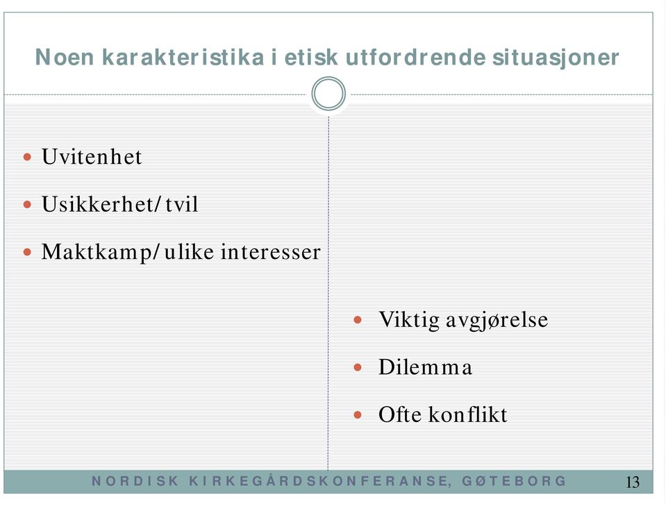 Viktig avgjørelse Dilemma Ofte konflikt N O R D I S K