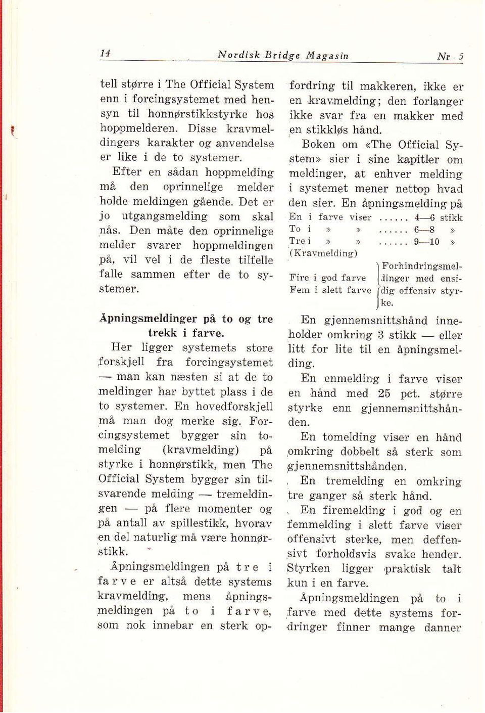 Den måte den op nnelig.e melder svarer hoppmeldingen på, i'i] vel i de fleste tihelle faltre sammen efter de to systemer, Åpningsmeldinger Då to og tre trekk i fane.