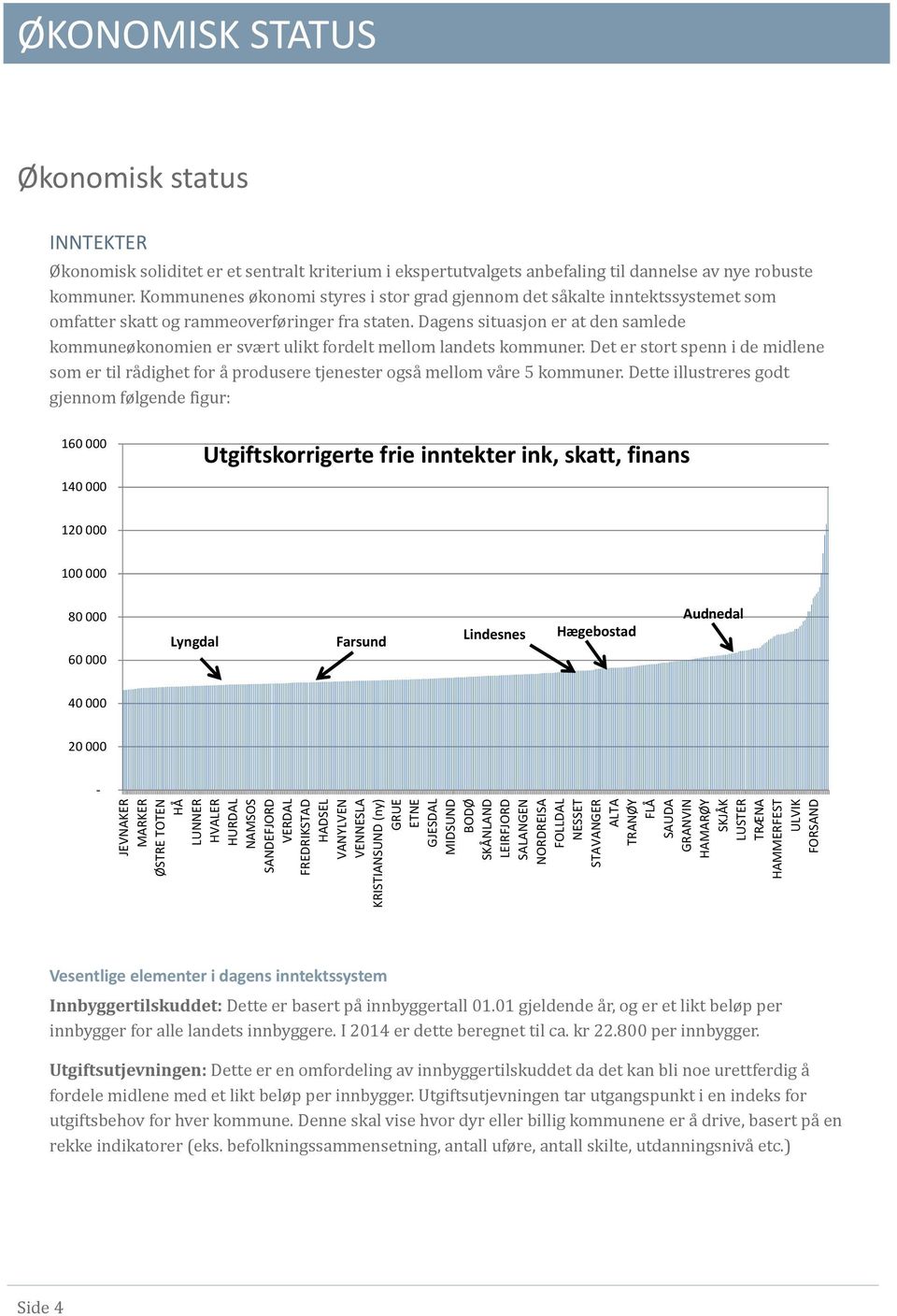 Dagens situasjon er at den samlede kommuneøkonomien er svært ulikt fordelt mellom landets kommuner.