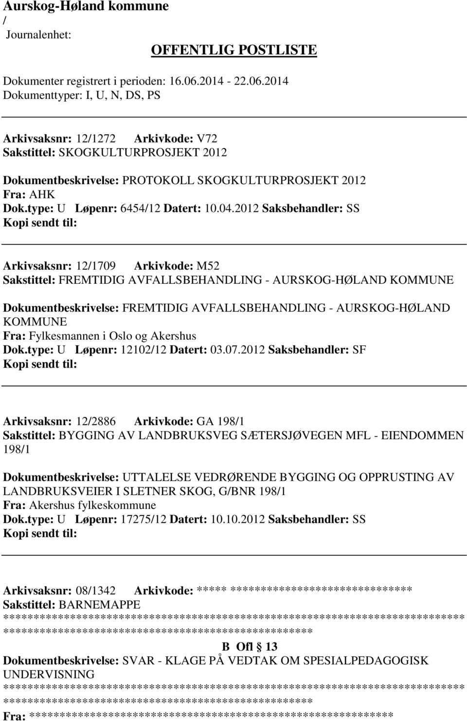 Fra: Fylkesmannen i Oslo og Akershus Dok.type: U Løpenr: 1210212 Datert: 03.07.