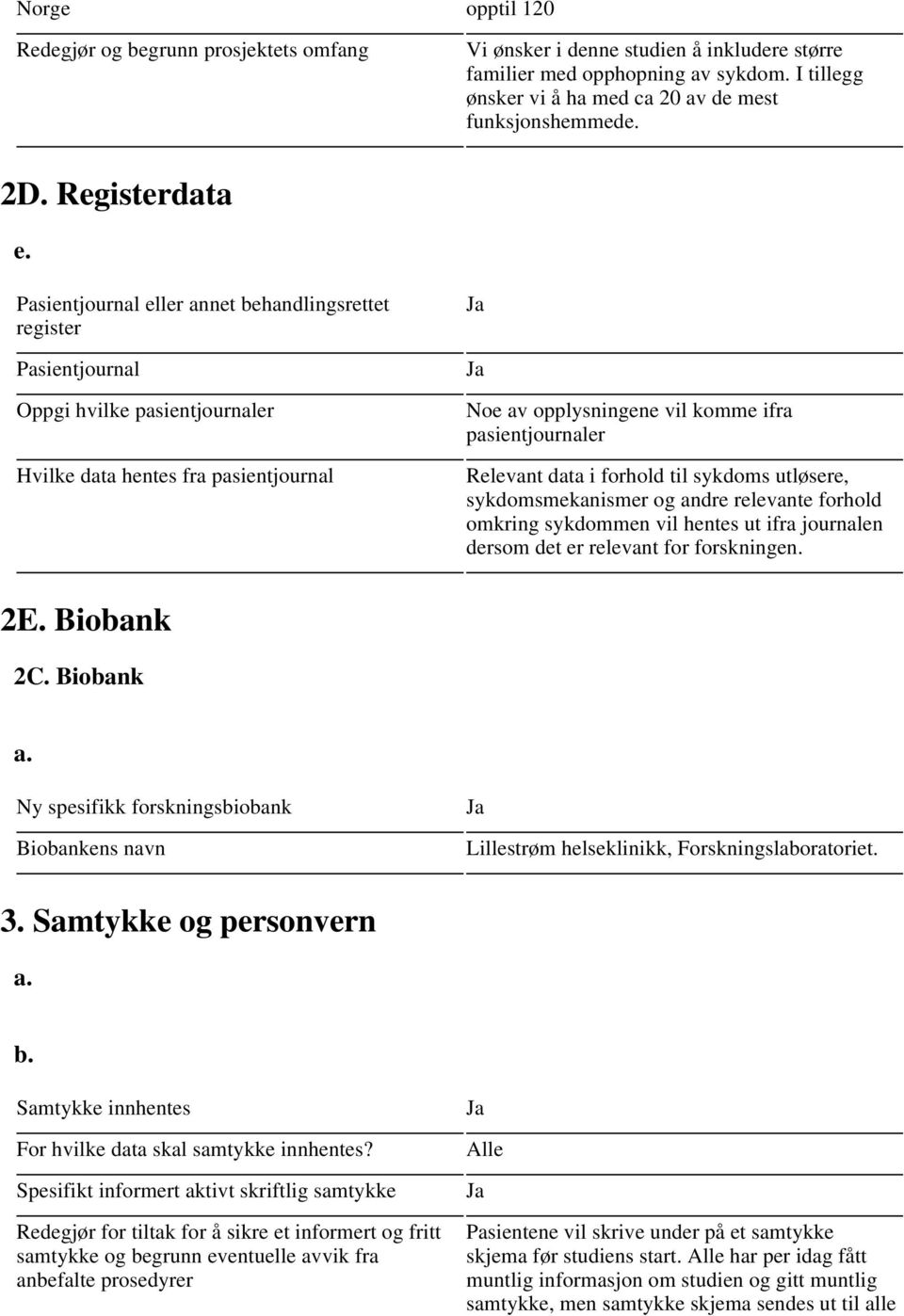 Pasientjournal eller annet behandlingsrettet register Pasientjournal Oppgi hvilke pasientjournaler Hvilke data hentes fra pasientjournal Noe av opplysningene vil komme ifra pasientjournaler Relevant