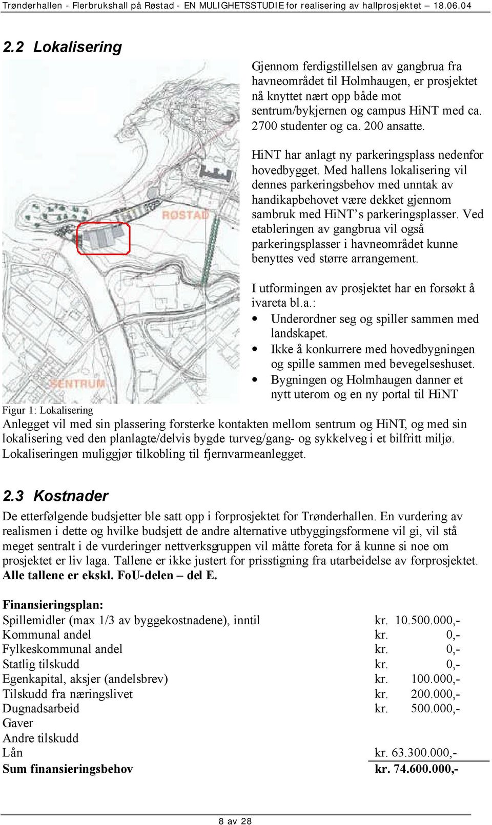 Med hallens lokalisering vil dennes parkeringsbehov med unntak av handikapbehovet være dekket gjennom sambruk med HiNT s parkeringsplasser.