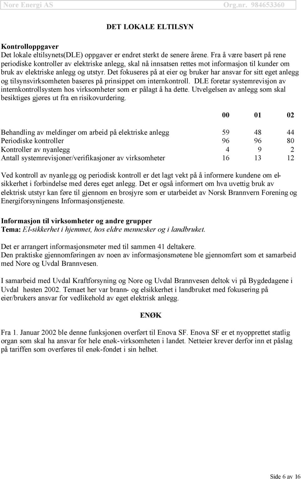 Det fokuseres på at eier og bruker har ansvar for sitt eget anlegg og tilsynsvirksomheten baseres på prinsippet om internkontroll.