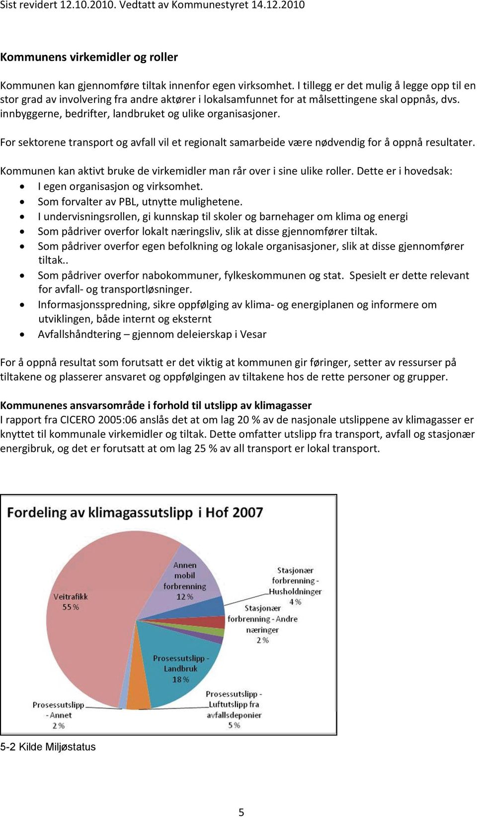 For sektorene transport og avfall vil et regionalt samarbeide være nødvendig for å oppnå resultater. Kommunen kan aktivt bruke de virkemidler man rår over i sine ulike roller.