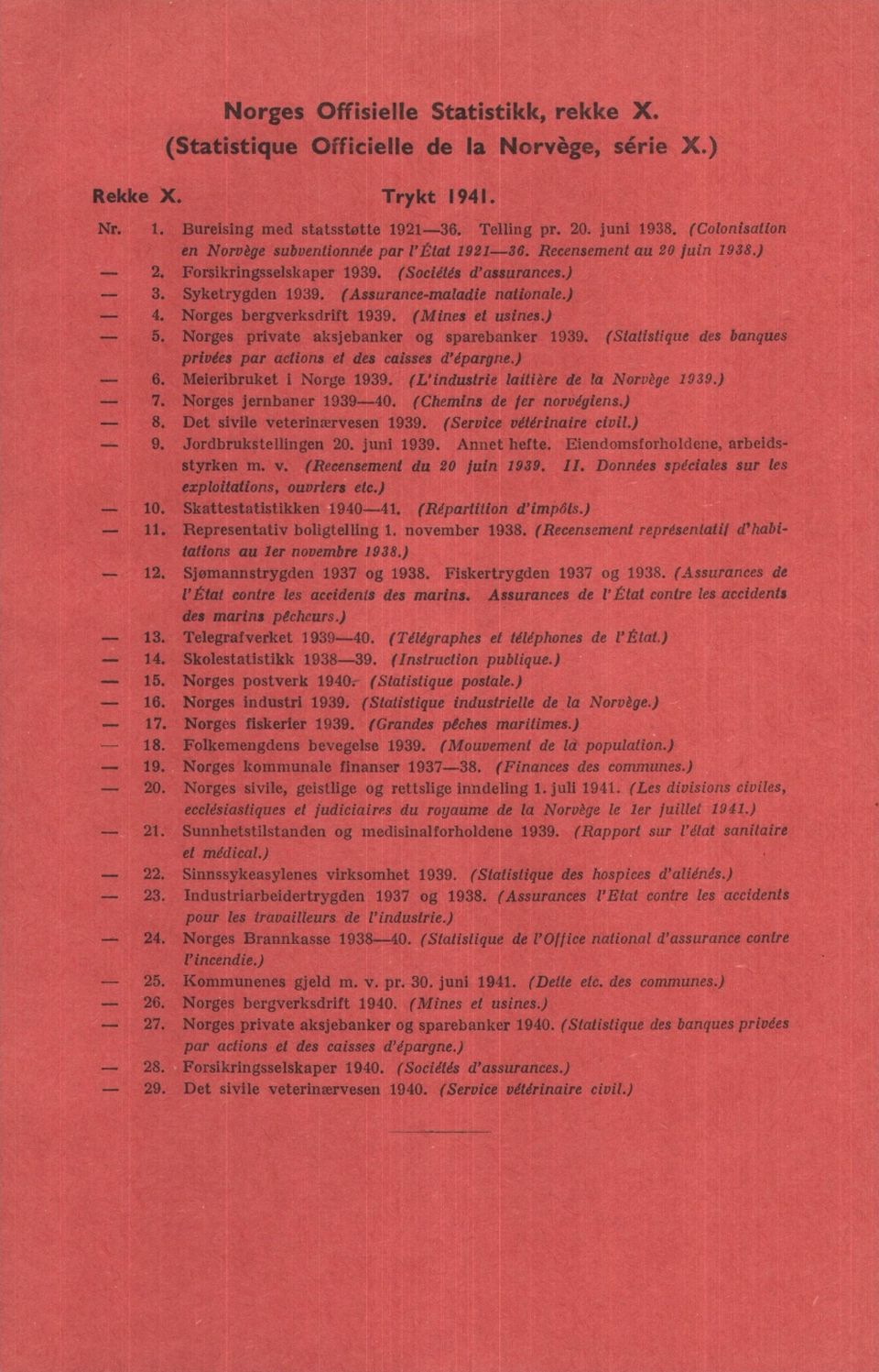 orges private aksjebanker og sparebanker 939 (Statistique des banques privies par actions el des caisses d'épargne) 6 Meieribruket i orge 939 (L'industrie laitière de fa orvège 939) 7 orges jernbaner