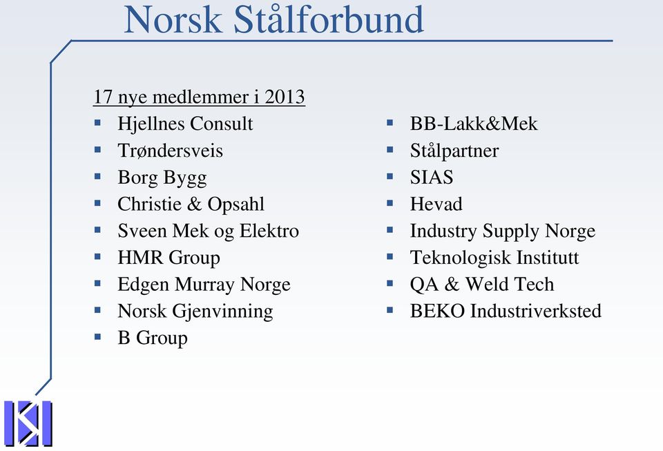 Norge Norsk Gjenvinning B Group BB-Lakk&Mek Stålpartner SIAS Hevad