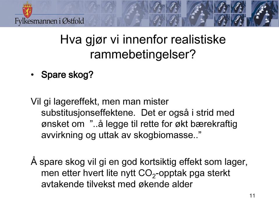 .å legge til rette for økt bærekraftig avvirkning og uttak av skogbiomasse.