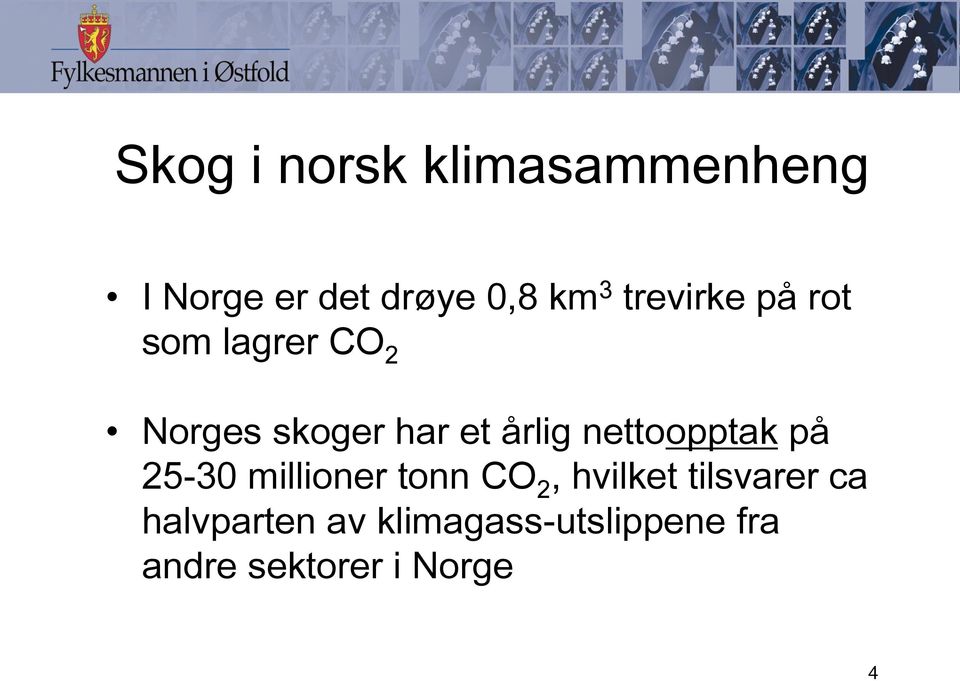 nettoopptak på 25-30 millioner tonn CO 2, hvilket tilsvarer