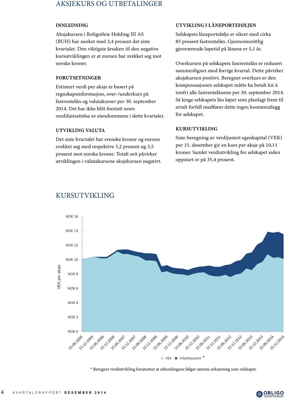 FORUTSETNINGER Estimert verdi per aksje er basert på regnskapsinformasjon, over-/underkurs på fastrentelån og valutakurser per 30. september 2014.