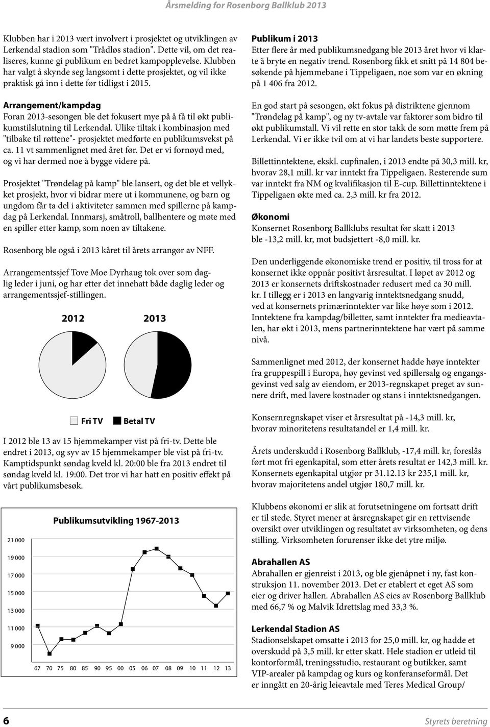 Arrangement/kampdag Foran 2013-sesongen ble det fokusert mye på å få til økt publikumstilslutning til Lerkendal.