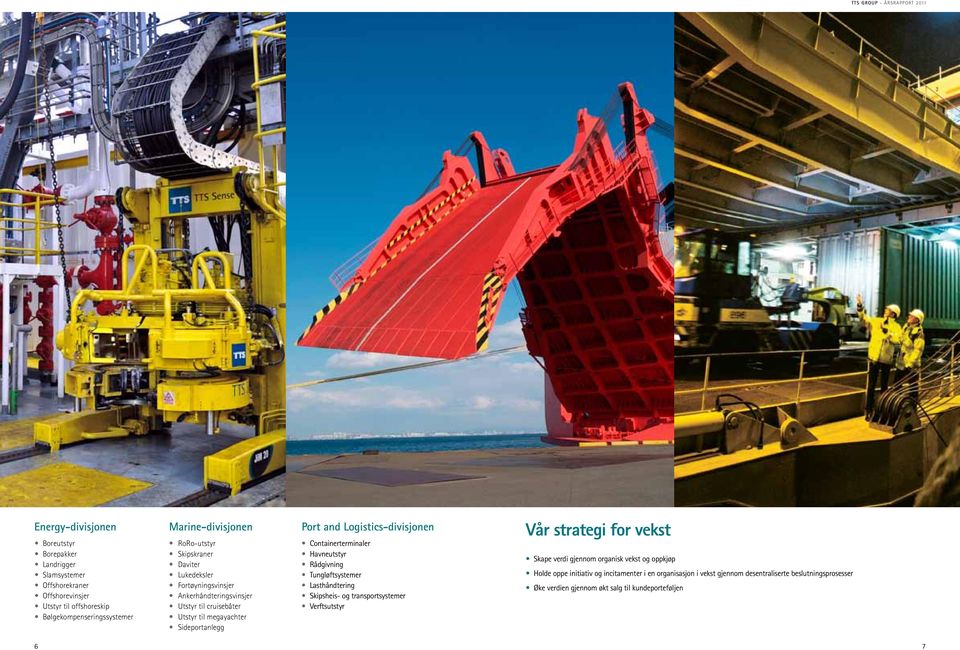 Logistics-divisjonen Containerterminaler Havneutstyr Rådgivning Tungløftsystemer Lasthåndtering Skipsheis- og transportsystemer Verftsutstyr Vår strategi for vekst Skape