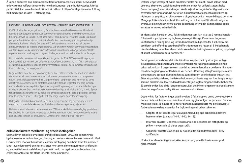 EKSEMPEL 11: NORGE VANT I EØS-RETTEN FÅR UTELUKKE KOMMERSIELLE I 2009 tildelte Barne-, ungdoms- og familiedirektoratet (Bufdir) over to milliarder til ideelle organisasjoner som driver