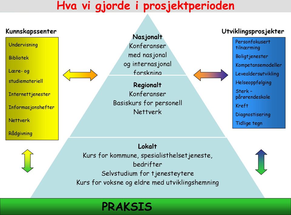 kommune, spesialisthelsetjeneste, bedrifter Selvstudium for tjenesteytere Kurs for voksne og eldre med utviklingshemning Utviklingsprosjekter