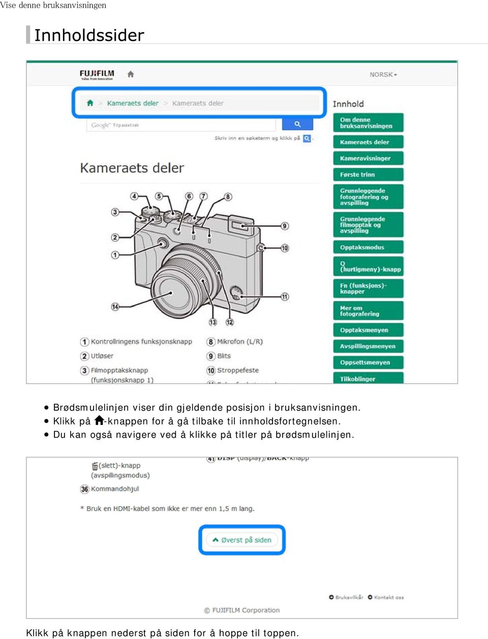 Klikk på -knappen for å gå tilbake til innholdsfortegnelsen.