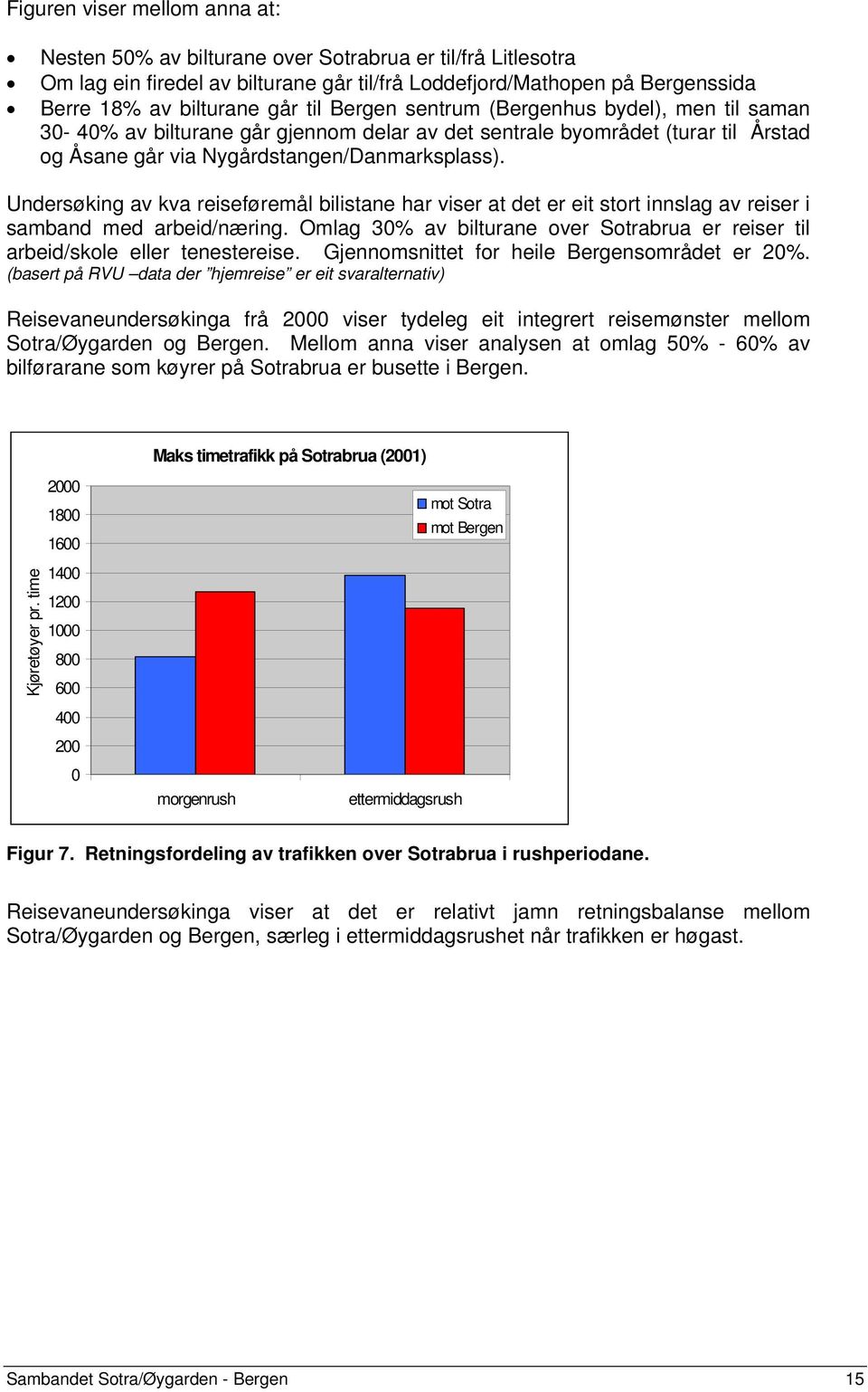 Undersøking av kva reiseføremål bilistane har viser at det er eit stort innslag av reiser i samband med arbeid/næring.