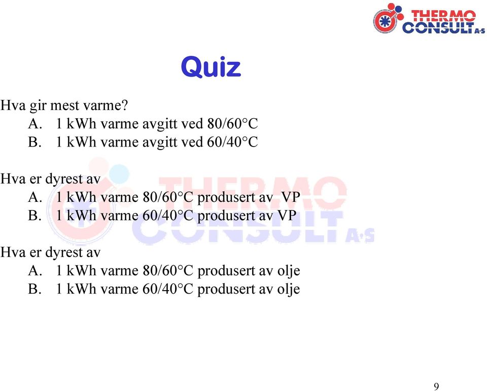 1 kwh varme 80/60 C produsert av VP B.