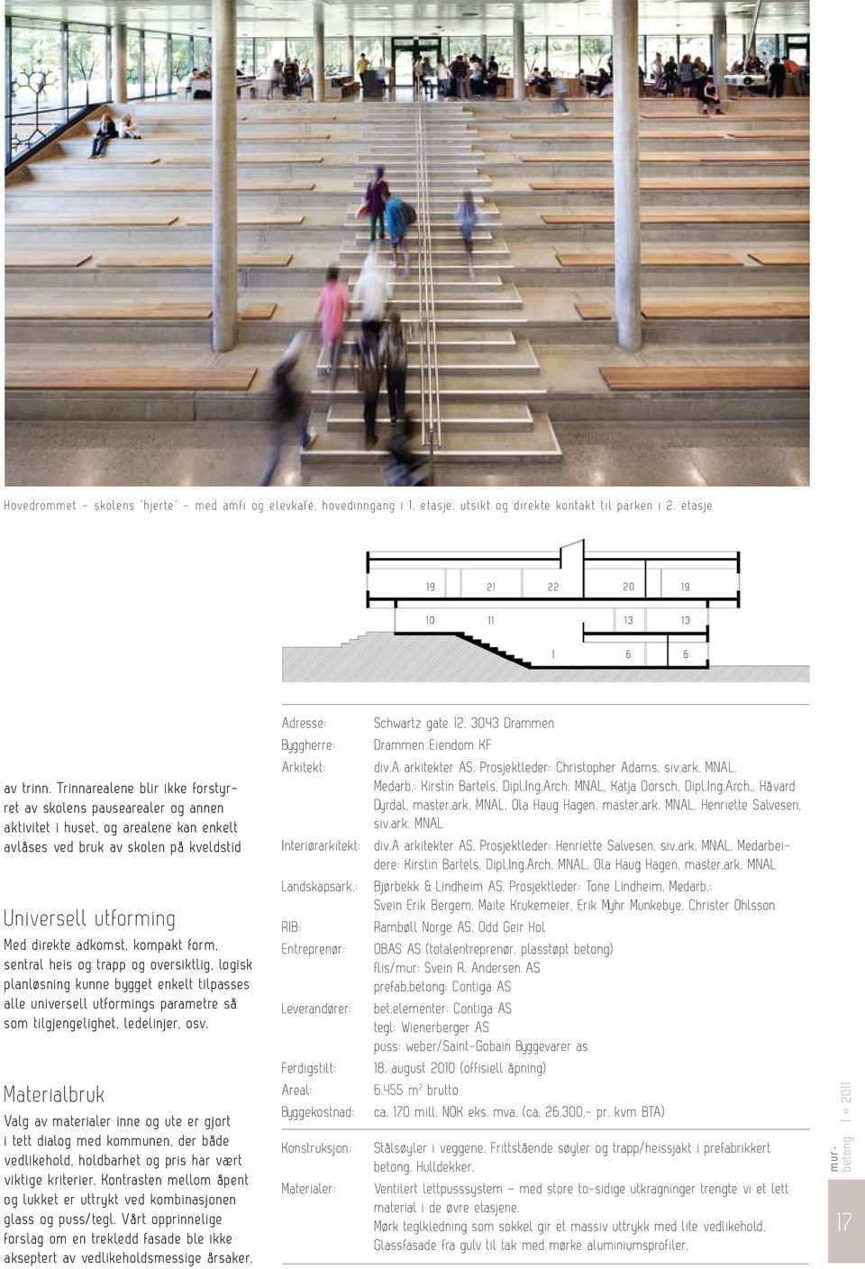 form, sentral heis og trapp og oversiktlig, logisk planløsning kunne bygget enkelt tilpasses alle universell utformings parametre så som tilgjengelighet, ledelinjer, osv.