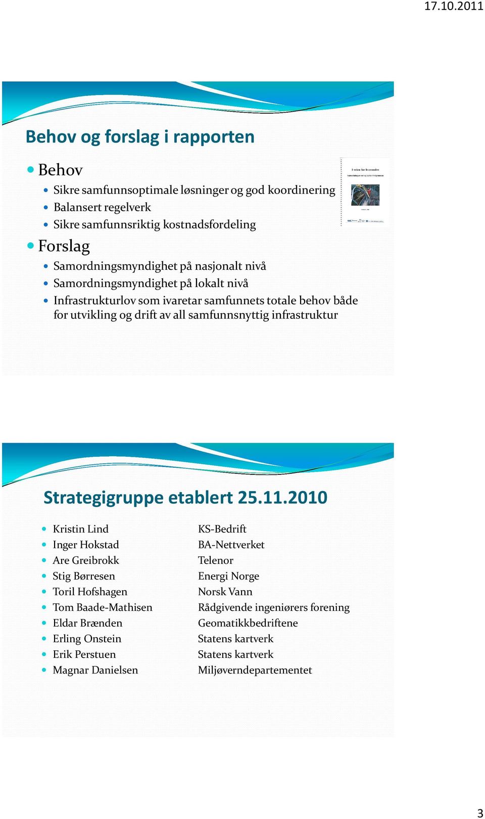 samfunnsnyttig infrastruktur Strategigruppe etablert 25.11.