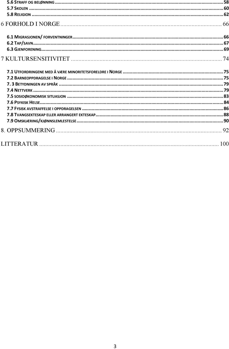 ..75 7. 3 BETYDNINGEN AV SPRÅK...79 7.4 NETTVERK...79 7.5 SOSIOØKONOMISK SITUASJON...83 7.6 PSYKISK HELSE...84 7.