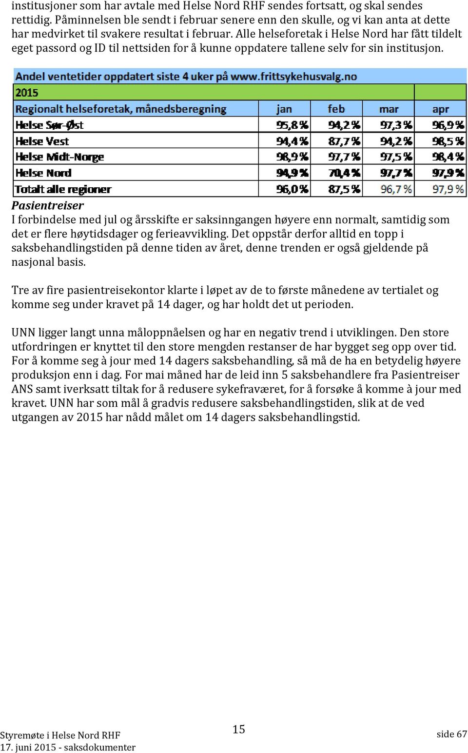 Alle helseforetak i Helse Nord har fått tildelt eget passord og ID til nettsiden for å kunne oppdatere tallene selv for sin institusjon.