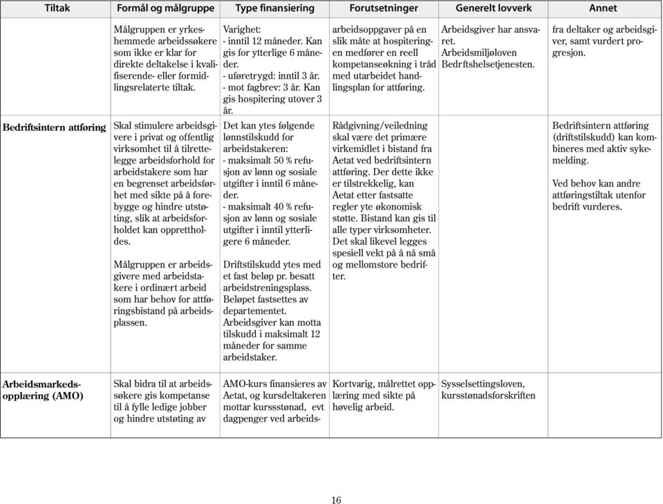 Skal stimulere arbeidsgivere i privat og offentlig virksomhet til å tilrettelegge arbeidsforhold for arbeidstakere som har en begrenset arbeidsførhet med sikte på å forebygge og hindre utstøting,