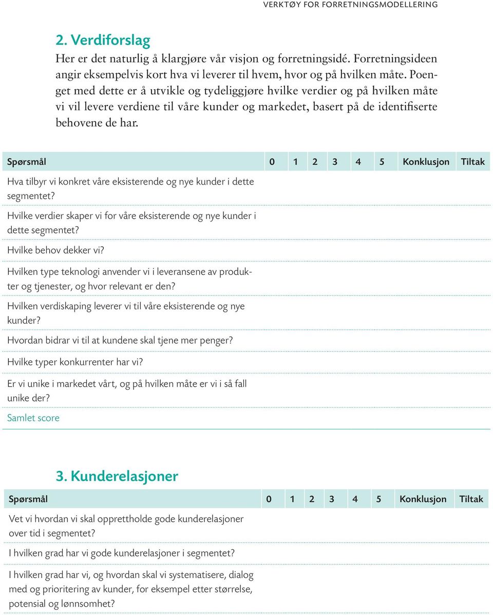 Poenget med dette er å utvikle og tydeliggjøre hvilke verdier og på hvilken måte vi vil levere verdiene til våre kunder og markedet, basert på de identifiserte behovene de har.