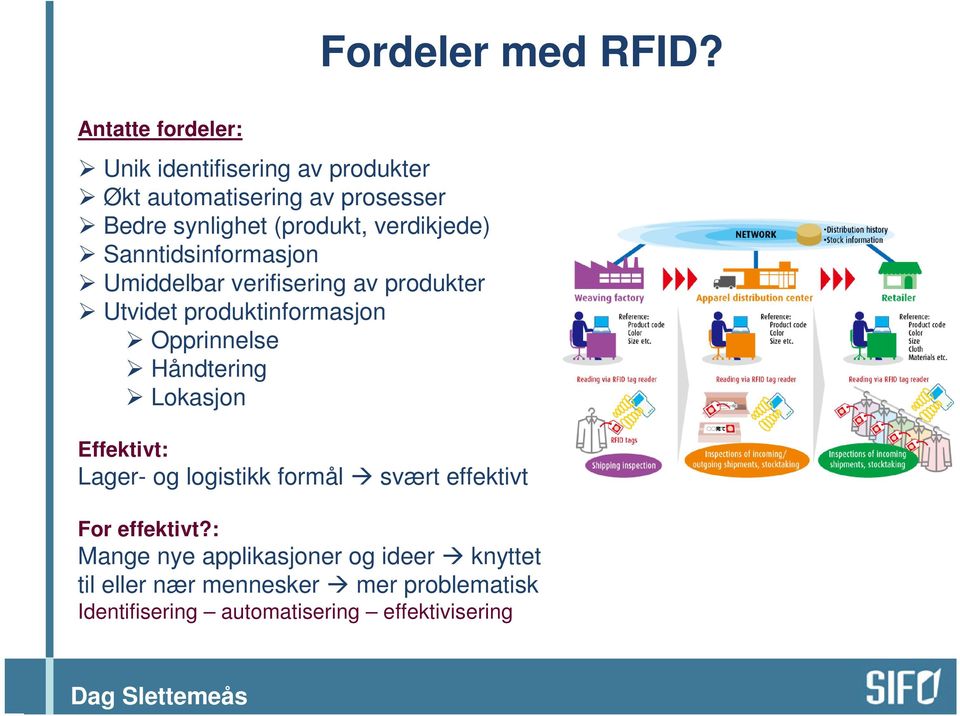 verdikjede) Sanntidsinformasjon Umiddelbar verifisering av produkter Utvidet produktinformasjon Opprinnelse