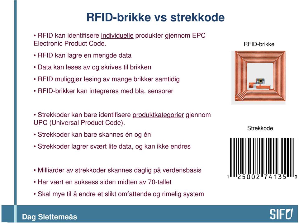 sensorer RFID-brikke Strekkoder kan bare identifisere produktkategorier gjennom UPC (Universal Product Code).